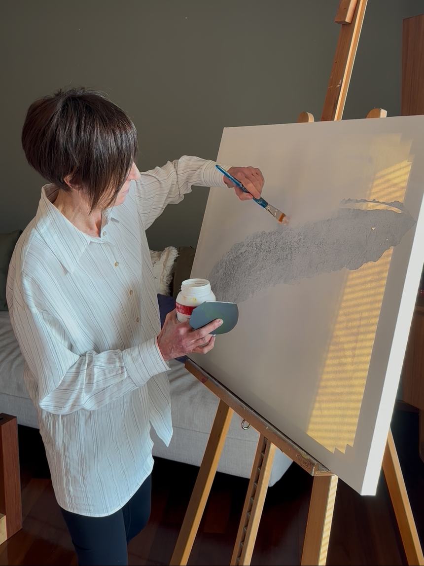 Cristina Stellini al cavalletto